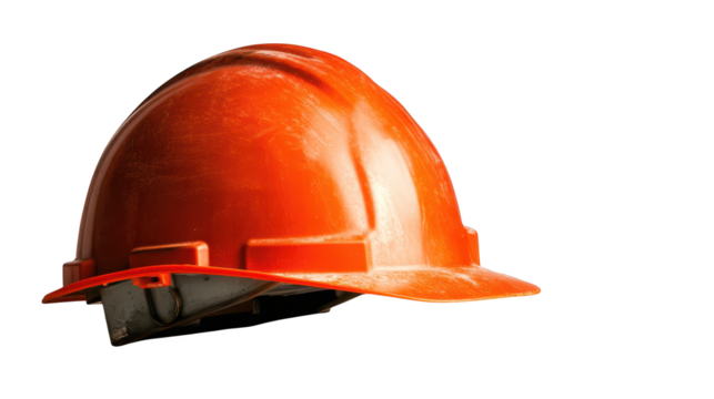 Hard hat on black background, symbol of construction, safety and engineering