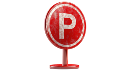 Bold red and white parking sign, clear alphabet p symbol for street guidance
