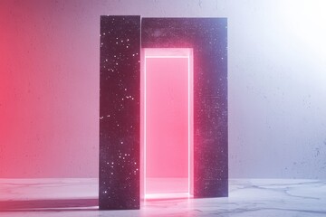 Futuristic digital temples built from pure neon circuits, forming a surreal abstract AI sanctuary