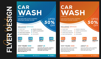 Creative car wash car detailing and rental flyer, car service, and price list flyer, automobile car service flyer modern car wash car detailing and rental flyer, car service, and price list flyer.