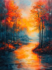 Oil painting ofa nature landscape