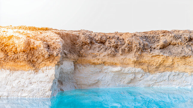 scientific cutaway model showing percolation through varied soil densities into groundwater reservoir