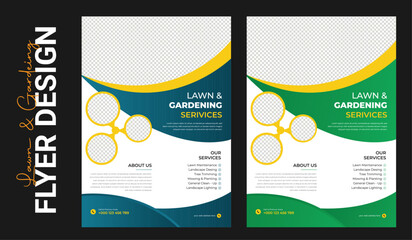 Lawn and gardening service flyer design Tree and gardening service poster leaflet lawnmower flyer template.,  Lawn and gardening service flyer design Tree and gardening service poster leaflet lawnmowe