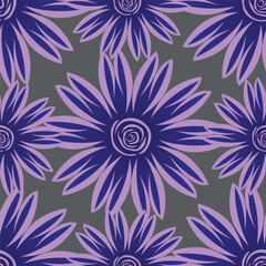 Wildflowers in brown tones Hand drawn gray, seamless, on a light blue-gray background. Designed for fabric, fashion, textiles, wallpaper, gift wrap.