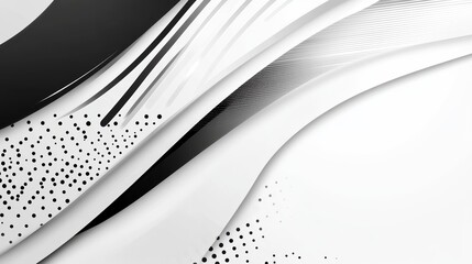 Abstract grayscale design with flowing lines and halftone dots.