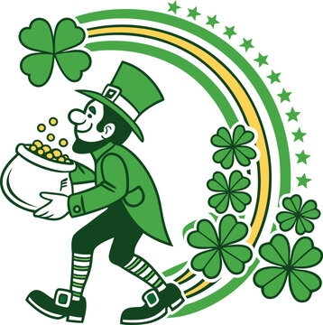 leprechaun st-patrick's day themed logo vector art 
