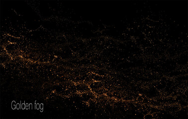 Isolated illustration of gold color, wavy glitter tinsel, design element.