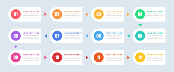 Numbered 12-Step Process with Text Boxes