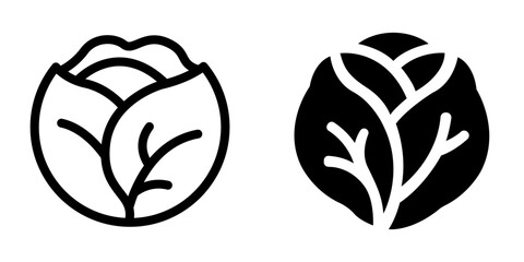 "Cabbage Icon Vector Design Symbol Set for Fresh Vegetables and Healthy Cooking"