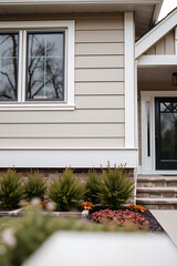 Modern House Exterior: Stunning Brick Facade,Landscaped Garden, and Contemporary Design