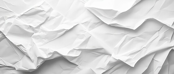 Fototapeta premium Close up of Crumpled White Paper Texture Revealing Intricate Patterns and Depth in Soft Light During a Studio Shoot