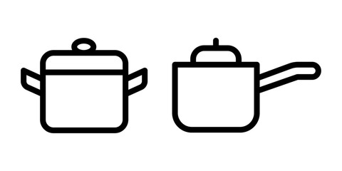 Classic Saucepan Icon Set – Vector Design Symbols