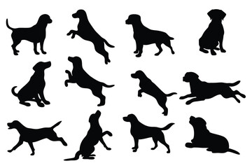 dog silhouette set, dog Vector illustration, dog vector icon, Isolated on White Background