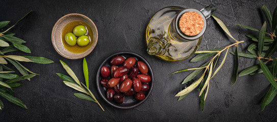 Green and black olives