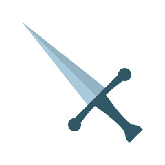 Vector illustration of a medieval-style sword with a sharp blue blade and simple hilt, symbolizing strength and heroism