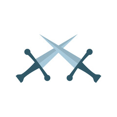 Vector Illustration of Two Crossed Swords Symbolizing Battle, Combat, or Medieval Warfare