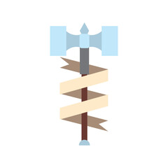 Flat vector illustration of a double-headed battle axe wrapped with a beige ribbon, representing a medieval or fantasy-style weapon design
