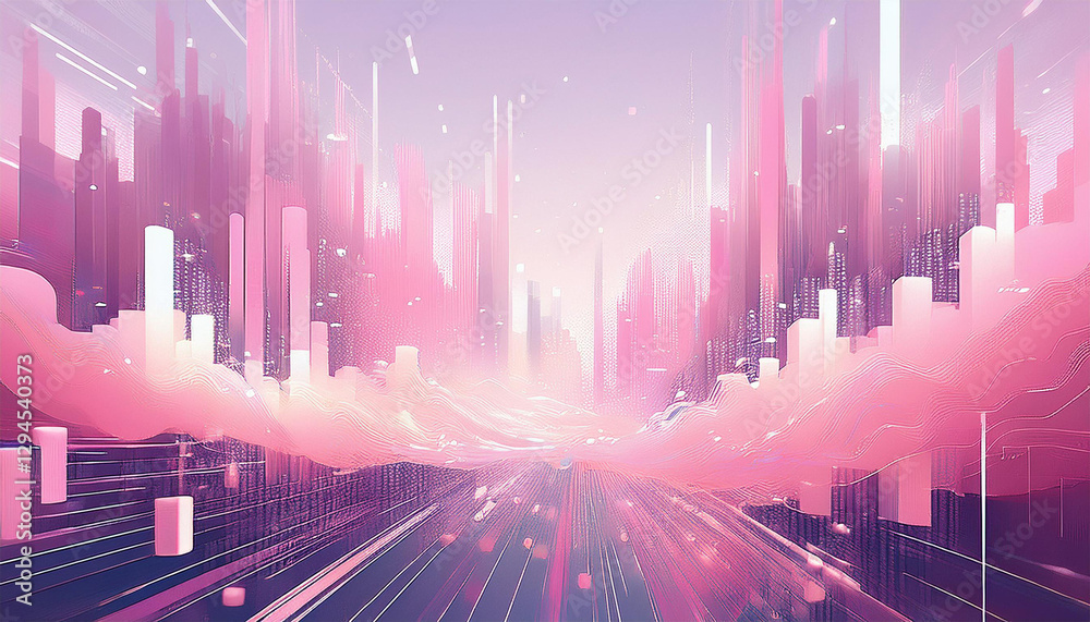 Sticker abstract depiction of data streams in the air featuring pixelated textures and glitch effects the li