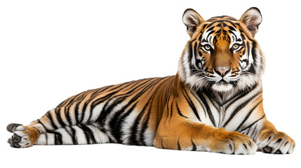 Obraz premium Photo Majestic Tiger Resting, Wildlife, Big Cat, Stripes, Orange Fur