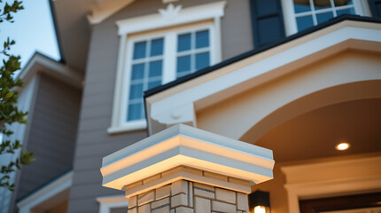 Luxury Home Exterior: Modern Brick House with Elegant Design and Landscaping