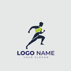 Fit pro dynamic Running Silhouette Vector Logo: Blue Gradient Circle Design for Sports and Fitness