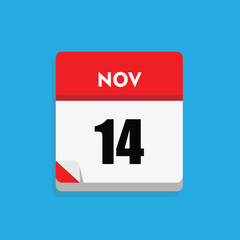 calender icon, 14 november icon with blue background