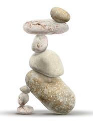 Balance shown as stacked stones on white background