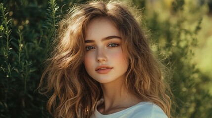 Naklejka premium Young beautiful woman outdoor