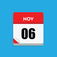 calender icon, 06 november icon with blue background