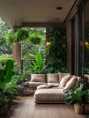 A Relaxing Exterior View of a Cozy Garden Interior