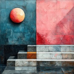 Abstract Composition: Geometric Shapes with Bold Colors and Textures, Ideal for Modern Design and Artistic Projects