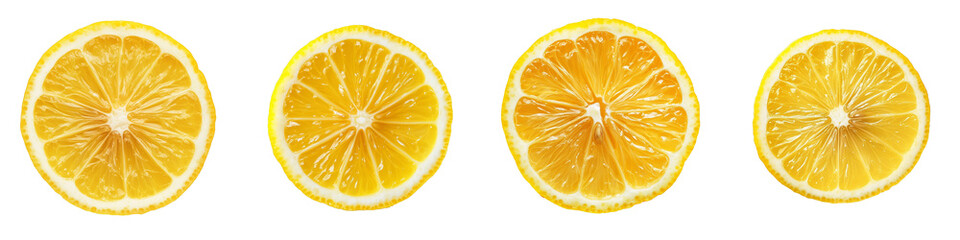 Slices of Lemon, isolated on white background. Isolated, transparent, png.	