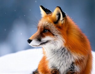 Fototapeta premium A Fox Facing Left Side in Winter