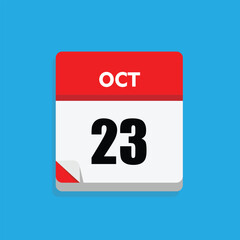 calender icon, 23 october icon with blue background