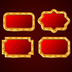 Set of vertical and horizontal shiny glowing retro light box vintage frame vector design 