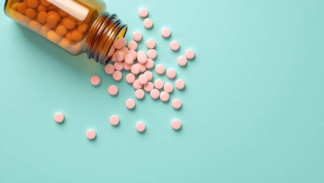 pink drugs pills in brown glass jar food supplements concept antibiotics drogas blanco p&iacute;ldoras en frasco de vidrio marr&oacute;n suplementos alimenticios drogas antibi&oacute;ticos concepto ila&ccedil; hap