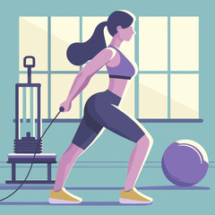 Fototapeta premium A strong and empowering illustration of fitness women lifting weights, emphasizing strength and determination. Perfect for promoting health, body positivity, and fitness programs.