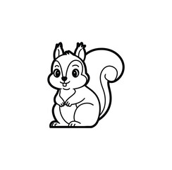 Squirrel Vector Illustration – Cute Animal Silhouette on White Background