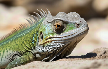 Obraz premium iguana, reptil , ia, realismo, animal, lagartija