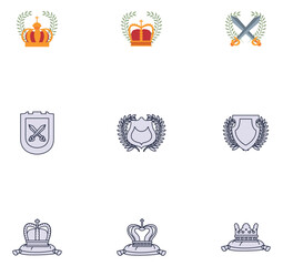 Set of medieval era vector icons with white background