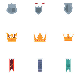 Set of medieval era vector icons with white background