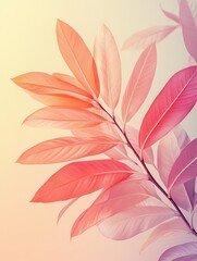 Fototapeta premium Soft Gradient Leaves: A Serene Composition of Pink and Orange Foliage Ideal for Nature Themes