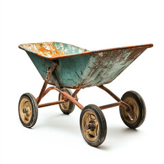 Wheelbarrow Isolated on a White Background: A Minimalist Representation of Essential Garden Equipment