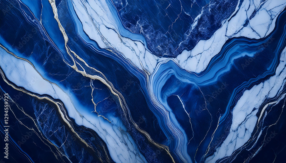 Sticker abstract texture of dark blue marble with delicate white cracks and grain perfect for adding sophist