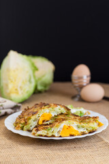 Crispy Cabbage Omelette with Egg for Breakfast