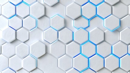 Naklejka premium Abstract hexagonal pattern illuminated with blue light. Background. Possible use Modern technology