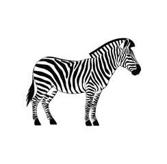 Black and White Zebra Vector Illustration – Animal Silhouette on White Background