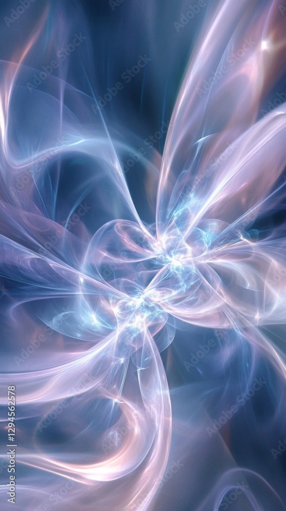 Poster Flowing patterns of translucent light intertwine, creating a mesmerizing spectacle. Shades of soft blue and violet transform the ambiance into a dreamlike experience