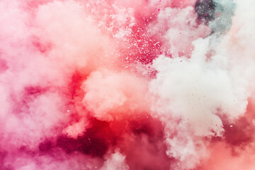 Obraz premium A mesmerizing cloud of pink and white powder erupts in a dynamic explosion, capturing a moment of vibrant color and abstract beauty
