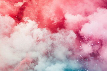 Obraz premium A mesmerizing cloud of pink and white powder erupts in a dynamic explosion, capturing a moment of vibrant color and abstract beauty
